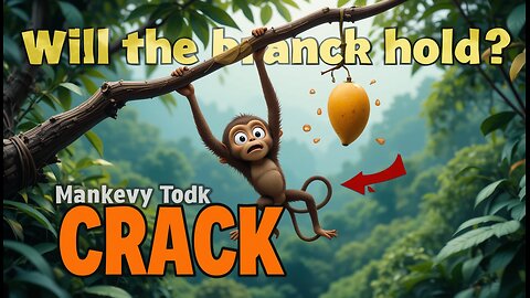 Monkey trying to pick fruit from the weak branch..,must watch...