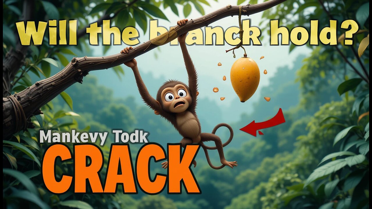 Monkey trying to pick fruit from the weak branch..,must watch...