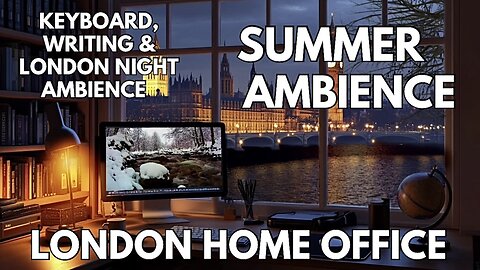 💻 London Home Office Ambience | Keyboard, Writing & London Night | Summer 4K ASMR
