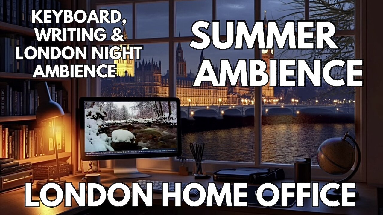 💻 London Home Office Ambience | Keyboard, Writing & London Night | Summer 4K ASMR