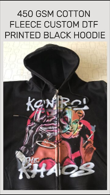 450 GSM Custom Black Hoodie – DTF Printed & Built to Last!