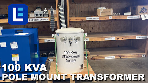 100 KVA Pole Mount Distribution Transformer - 19920/34500Y Grounded Wye Primary, 120/240V Secondary