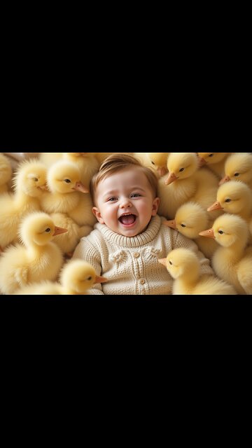Baby's Joyful Moment with Adorable Ducklings! 🦆👶💛