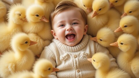 Baby's Joyful Moment with Adorable Ducklings! 🦆👶💛