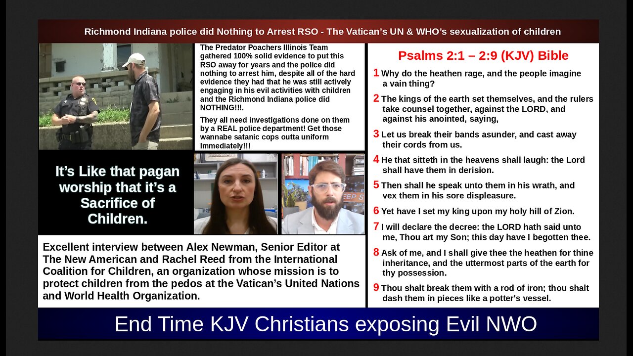 Richmond Indiana PD did Nothing to Arrest RSO - The Vatican’s UN & WHO’s sexualization of children