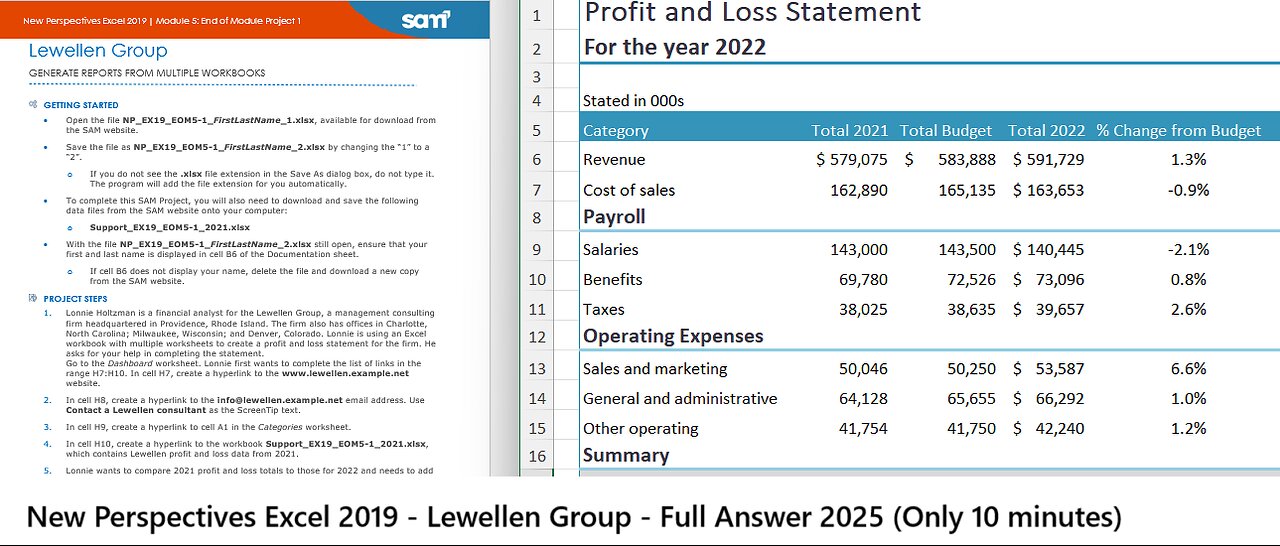 New Perspectives Excel 2019 | Module 5: End of Module Project 1 | Lewellen Group (2025)