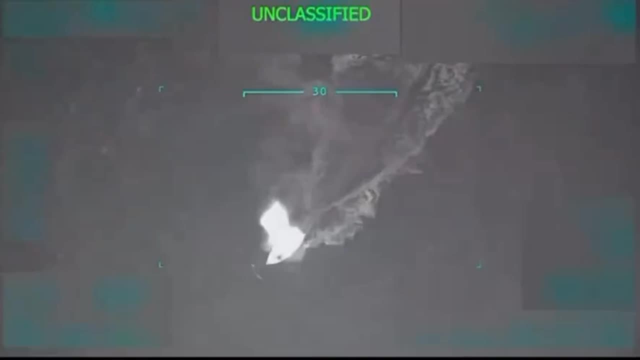 17 second clip of the military bombing out a drug boat