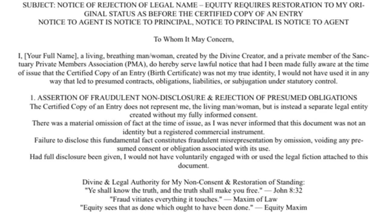 ALL CAPS LEGAL ENTITY - Correct YOUR Status