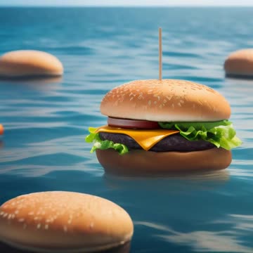 Burger floating in the ocean.mp4