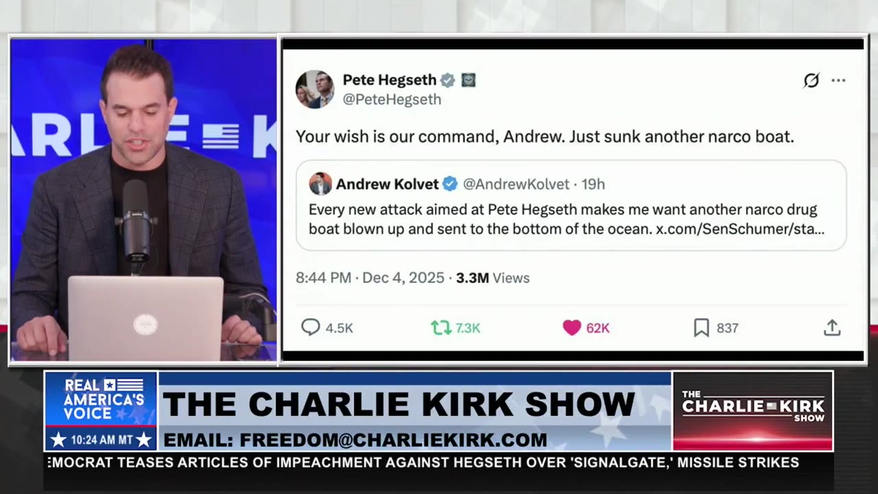 PETE HEGSETH RESPONDS DIRECTLY TO ANDREW KOLVET