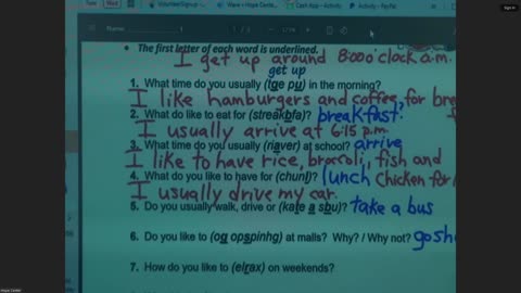4-30-25 English Class Daily Routines / Rutinas diarias de la clase de inglés