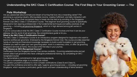 Understanding the SKC Class C Certification Course: The First Step in Your Grooming Career