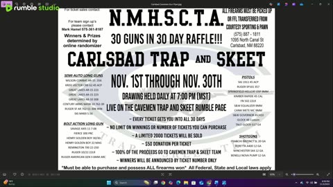 DAY 3 of Carlsbad Trap & Skeet 30 in 30 Raffle