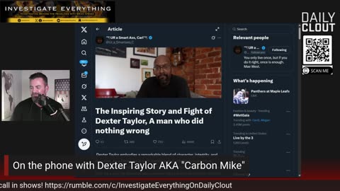 On the phone with Dexter Taylor AKA "Carbon Mike"