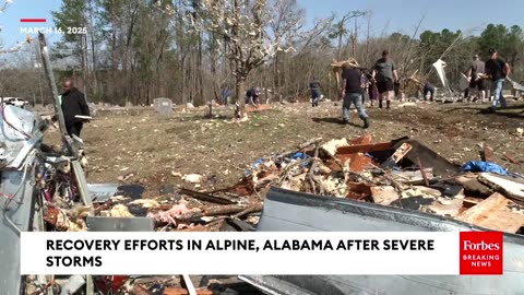 Residents Begin Cleanup Operations After Severe Storms Cause Damage In Alpine, Alabama