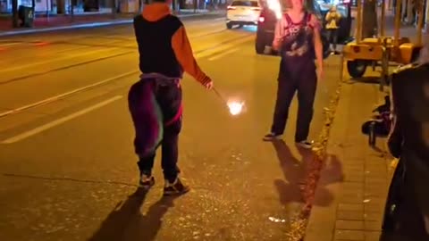 Fire Spinner Accidentally Sets Furry Tail On Fire
