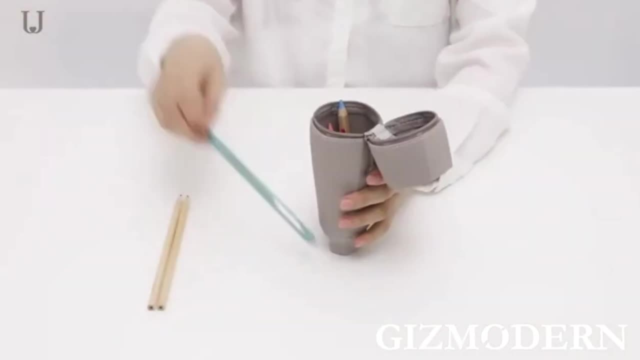 Pencil Pouch_Case with Zipper, for Artist, Student, or Working Professional (Grey)