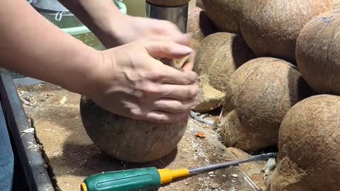 Peeling Coconut professionally to serve