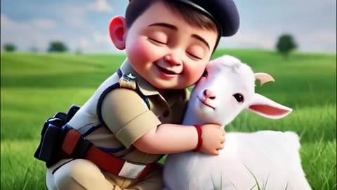 Cute baby with chevrette (बच्चा और बकरी की कहानी)