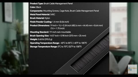 VCELINK 1U Brush Panel 2-Pack, All Metal Brush Patch Panel, 19-inch Black Carbon