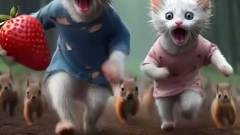 The story of the struggle between a small cat and a big cat.