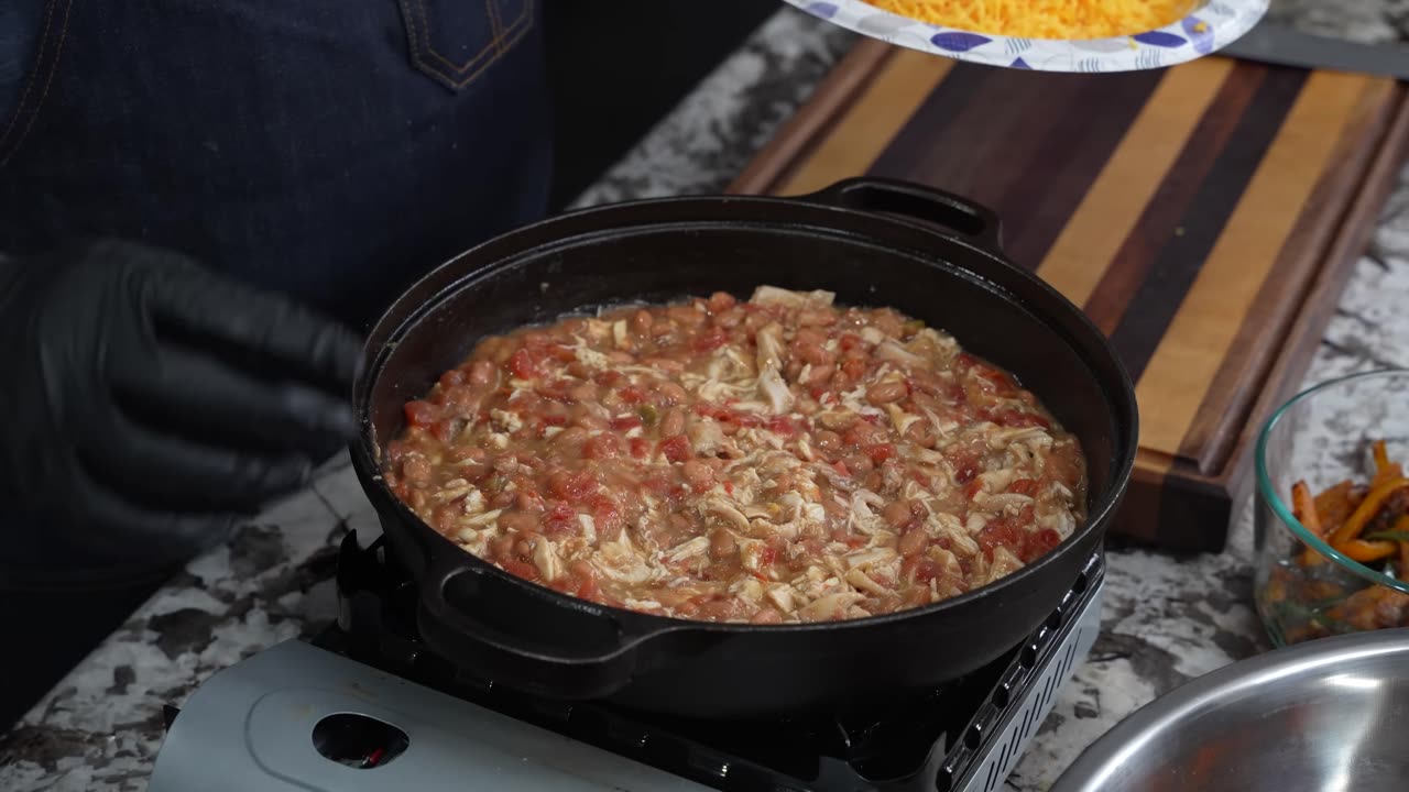 Easy Chicken Fajita Skillet Casserole Made with Rotisserie Chicken