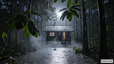 Dark Jungle Rain on a Lonely House 🌧️ | 10 Hours Deep Sleep & Relaxation