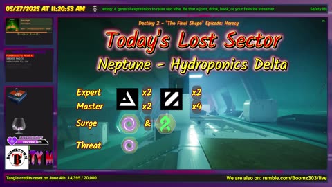 Destiny 2: 5-27-25 Hydroponics Delta is the Lost Sector. Void/Strand Surge.