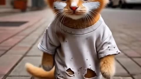 A poor kitten is disappointed about the school uniform. See what happens next