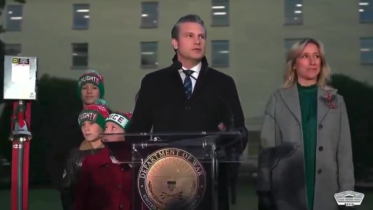 SecWar Pete Hegseth is at the FIRST-EVER Pentagon Christmas Tree Lighting Ceremony
