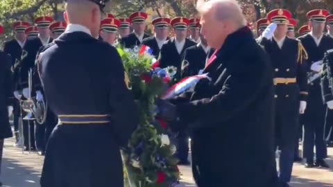 President Donald J. Trump lays a wreath at the Tomb of the Unknown Soldier