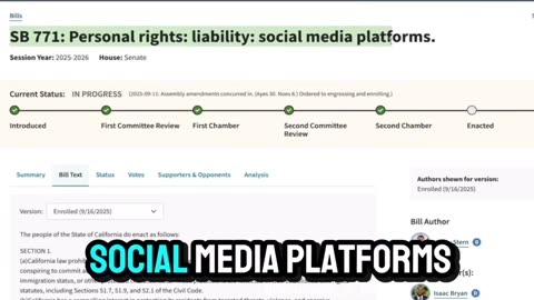 California outlaws "1st amendment" free speech SB 771