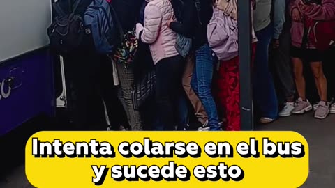 Mujer intenta colarse en el bus y desata el caos