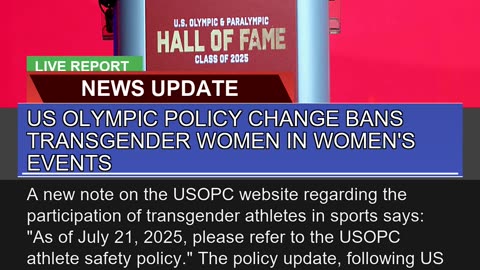 US Olympic Policy Change Bans Transgender Women in