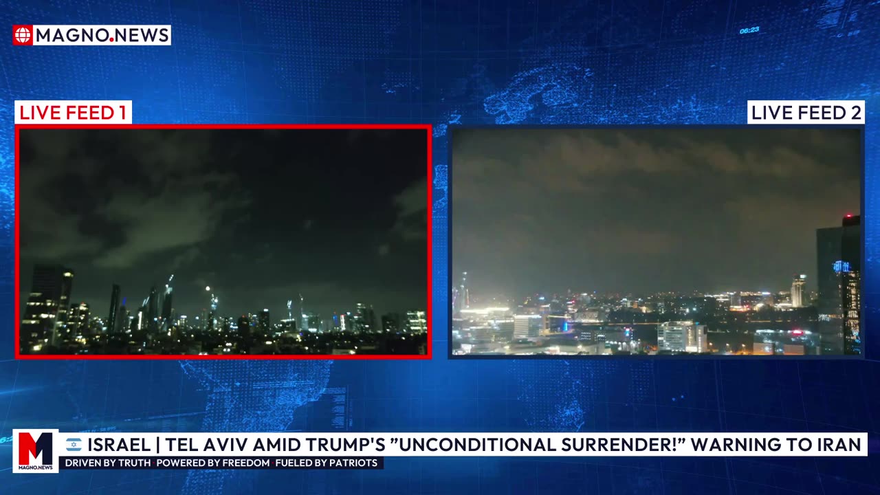 🇮🇱 ISRAEL | Tel Aviv Skyline Following Trump's «Unconditional Surrender!» Warning to Iran [LIVE]
