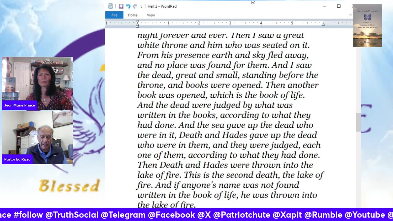 Guest Pastor Ed Rizzo, About Hell on "Inspired Blessings with Jean Marie Prince"
