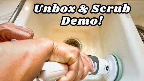 Unboxing 8 in 1 electric scrubbing brush with dirty kitchen sink demo