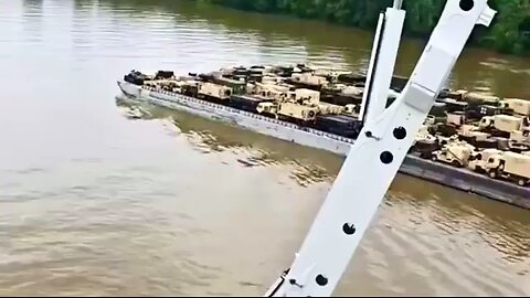 Military vehicle transport on Ohio River