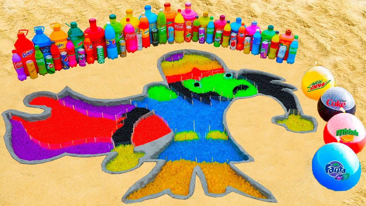 How to make Rainbow Mojo Jojo with Orbeez, Balloons of Coca Cola, Fanta vs Mentos & Popular Sodas