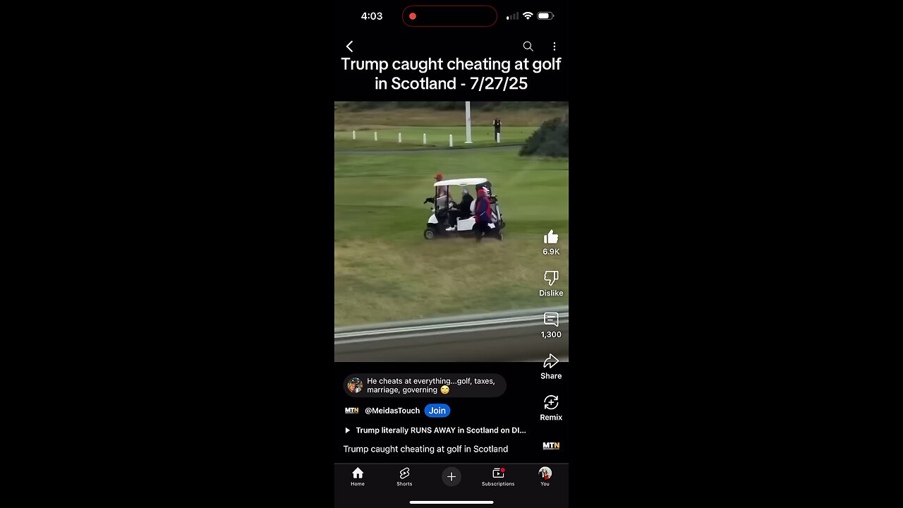 Trump caught cheating at golf in Scotland.