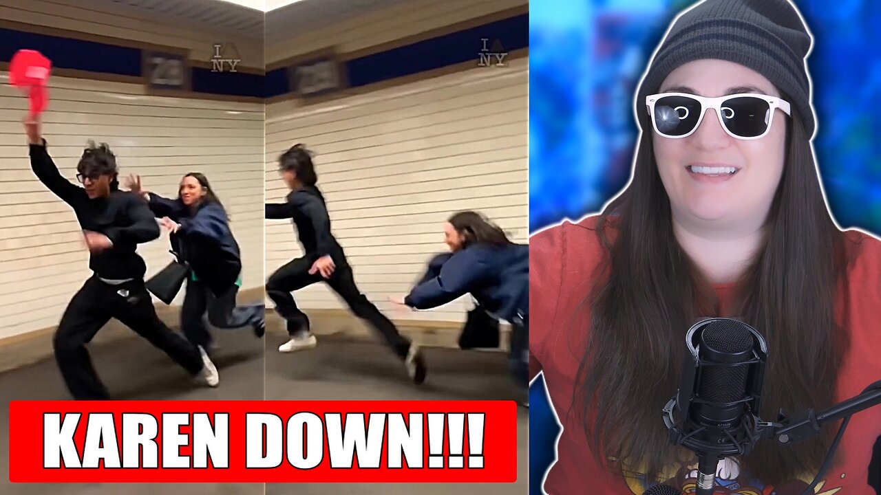Karen Eats Concrete After Trying to Steal Maga Hat!!