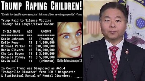 Rep. Ted Lieu (D-Ca): Pedophile Trump Raping And Threatening To Kill Children!