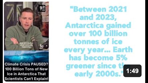 "Between 2021 and 2023, Antarctica gained over 100 billion tonnes of ice every year...Earth has become 5% greener since the early 2000s."