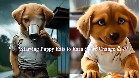 "Starving Puppy Eats to Earn Spare Change 💰🐶"