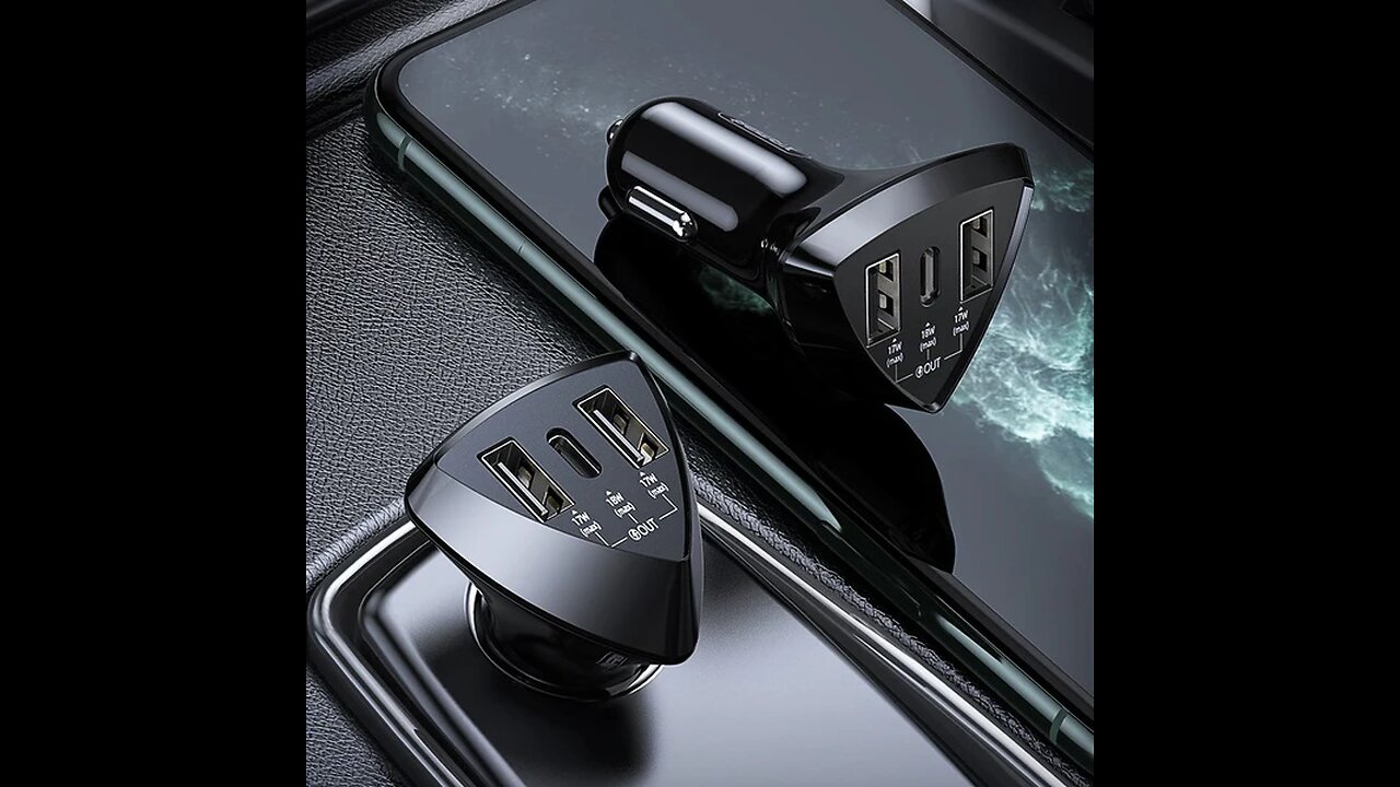 18W PD Fast-charging Car Charger, with 2 USB-A & 1 USB-C, for Phones, Tablets & More