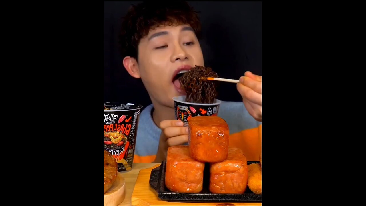 Ghost Pepper Noodles with luncheon Meat