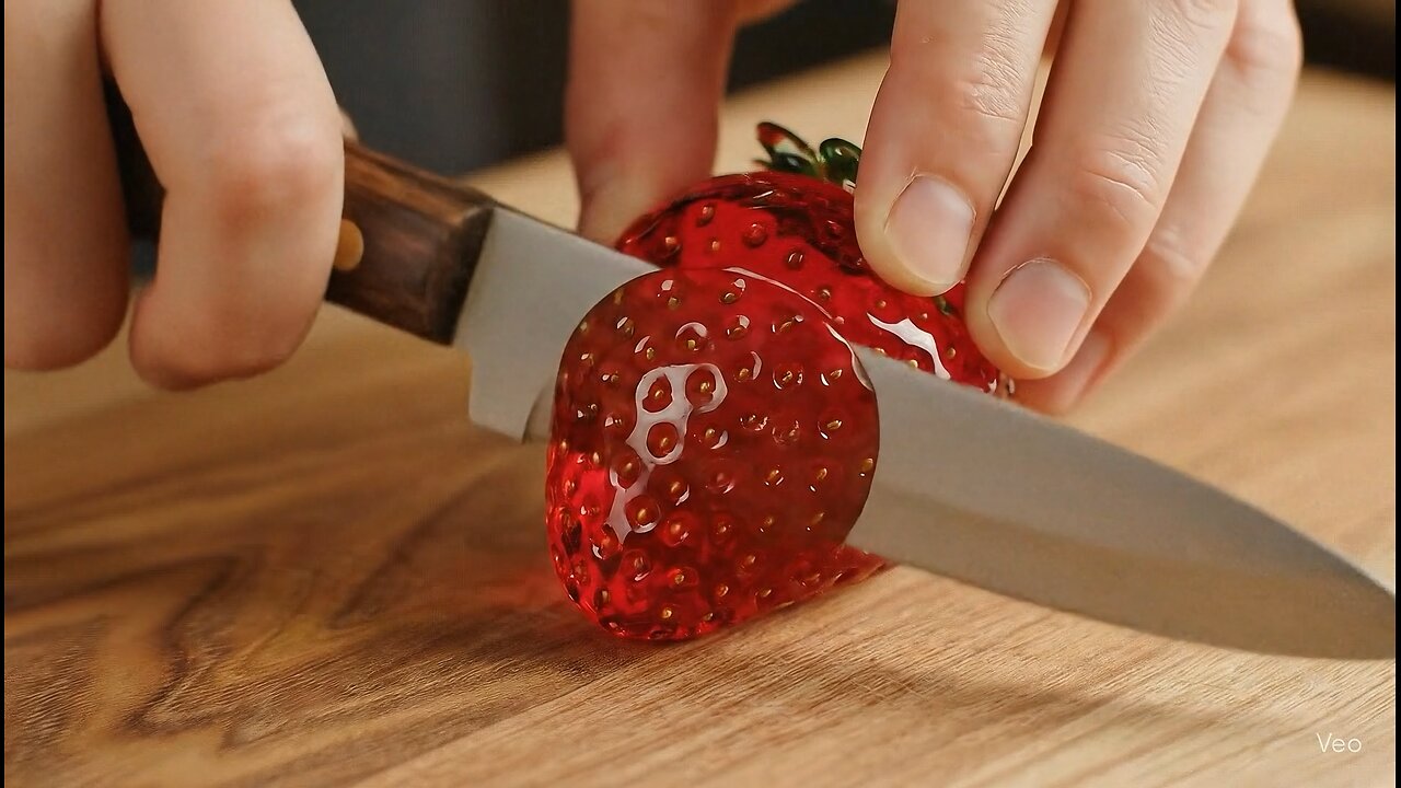 Cutting Glass Strawberry & Qiwi ASMR #ai #aiart #asmr #glasscutting #satisfying #asmrsounds
