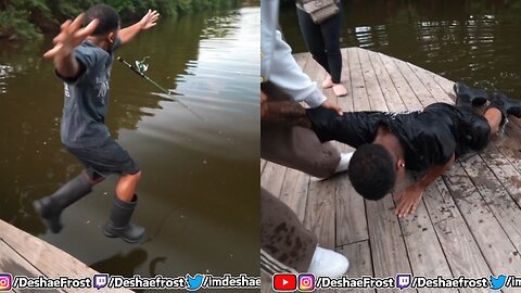 Deshae Frost Gets Dragged Into the Water by a Fish