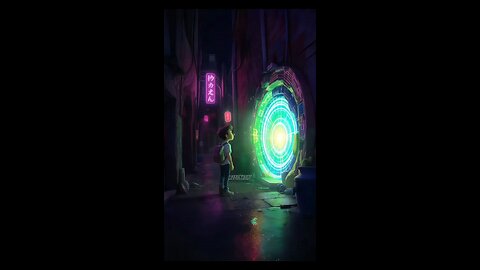 A young man discovers a mysterious portal in a night city alleyway