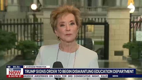 Education secretary Linda McMahon speaks to reporters after Trump's order to dismantle department